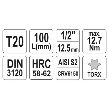 YATO Hosszú bit dugókulcs Torx 1/2' T20 CrV (YT-04320)