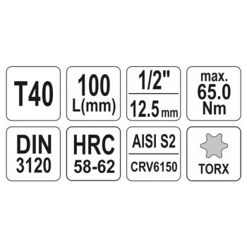 YATO Hosszú bit dugókulcs Torx 1/2' T40 CrV (YT-04324)