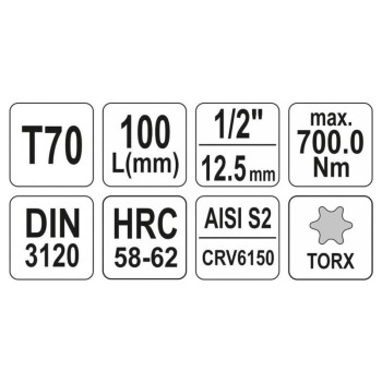 YATO Hosszú bit dugókulcs Torx 1/2' T70 CrV (YT-04329)