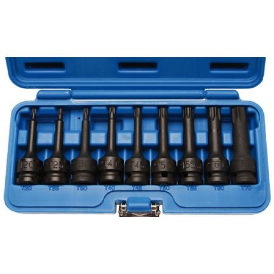 Légkulcsfej Torx készlet 9 db-os T20-T25-T30-T40-T45-T50-T55-T60-T70 Légkulcsfej Torx készlet 9 db-os T20-T25-T30-T40-T45-T50-T55-T60-T70