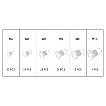 YATO Alumínium szegecsanya készlet 150 részes M3-M10 (YT-36460) YATO Alumínium szegecsanya készlet 150 részes M3-M10 (YT-36460)
