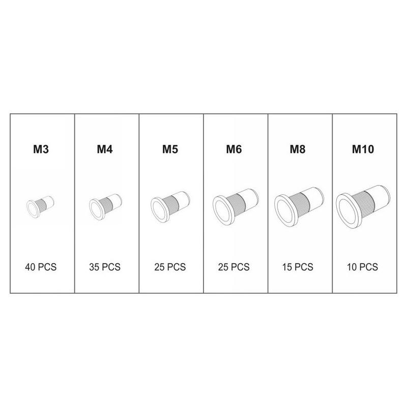 YATO Alumínium szegecsanya készlet 150 részes M3-M10 (YT-36460)