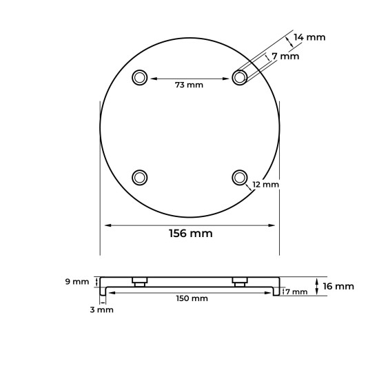 Gumipogácsa csápos emelőhöz 156/150 mm-es fémhátlapú-félperemes