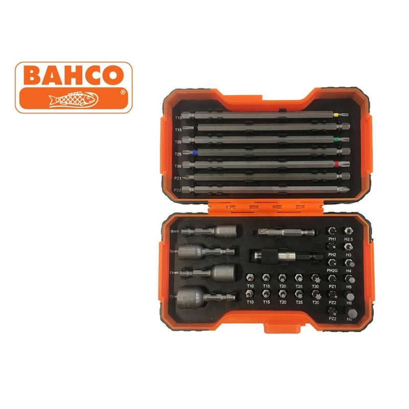 Bit készlet 1/4'' 35 részes, gépi, színkódolt, ipari - BAHCO-