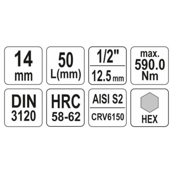YATO Bit dugókulcs Imbusz 1/2' 14 mm CrV (YT-04387) YATO Bit dugókulcs Imbusz 1/2' 14 mm CrV (YT-04387)