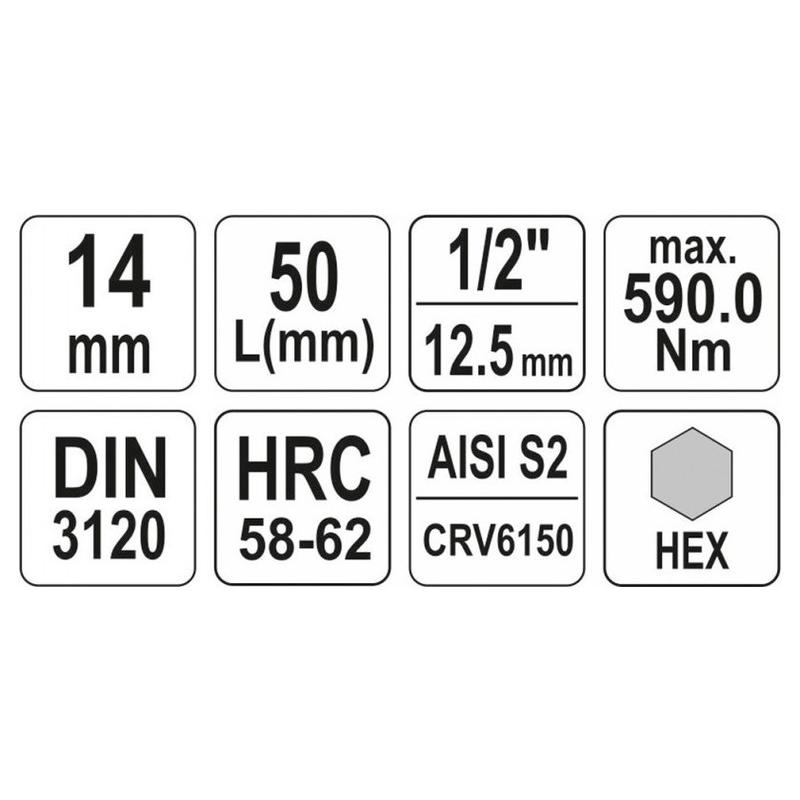 YATO Bit dugókulcs Imbusz 1/2' 14 mm CrV (YT-04387)