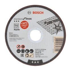 Vágókorong INOX 125x1.0 gera -Standard acél és inox- Bosch (2.608.603.171) Vágókorong INOX 125x1.0 gera -Standard acél és inox- Bosch (2.608.603.171)