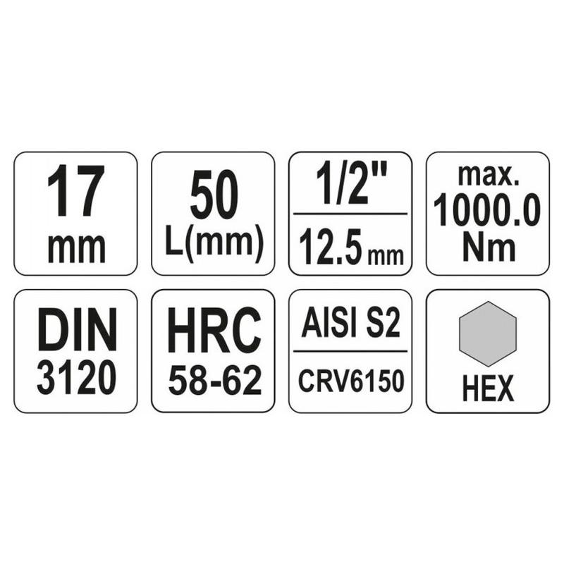 YATO Bit dugókulcs Imbusz 1/2' 17 mm CrV (YT-04388)