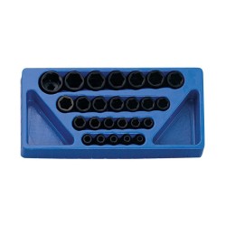 Tálcás Genius dugókulcs, gépi készlet 6 lapú normál 1/2'' 25 db-os 1/3