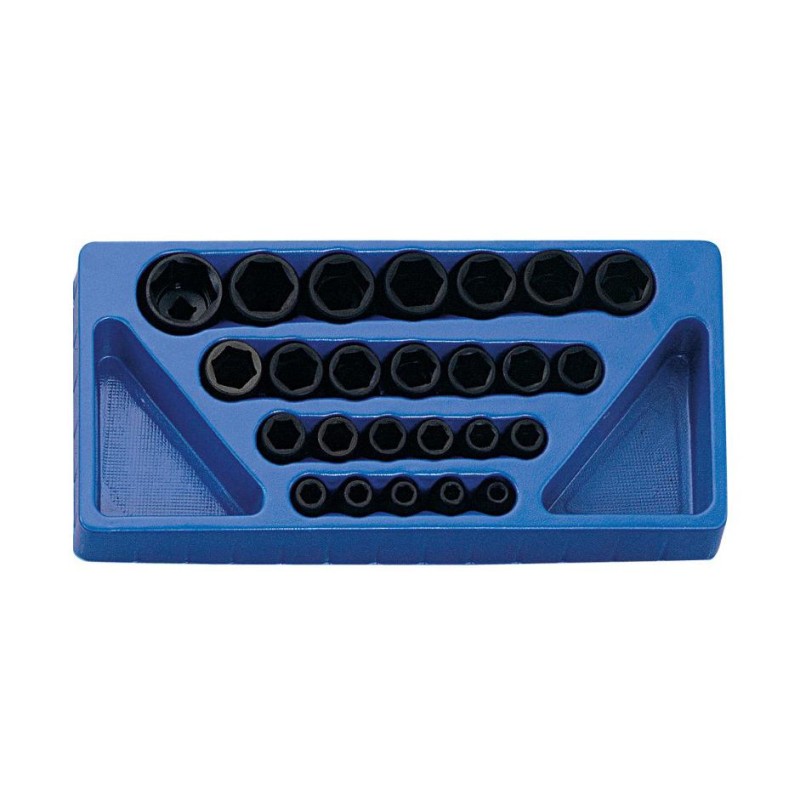 Tálcás Genius dugókulcs, gépi készlet 6 lapú normál 1/2'' 25 db-os 1/3 Tálcás Genius dugókulcs, gépi készlet 6 lapú normál 1/2'' 25 db-os 1/3