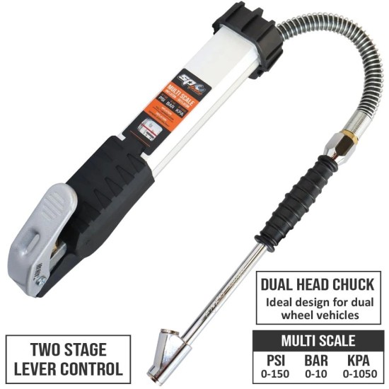 Gumiabroncs nyomásmérő - PROFI kerékfúvató 0-10 bar - SP Tools