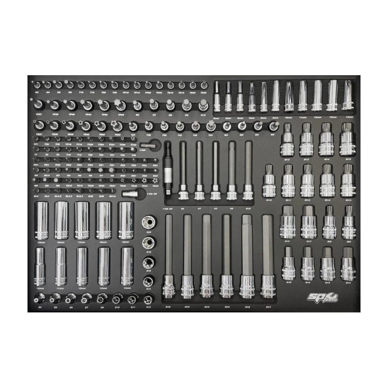 Tálcás SP Tools  ''S'' Rátűzőkulcs klt 1/4''-3/8''-1/2''  171 db-os