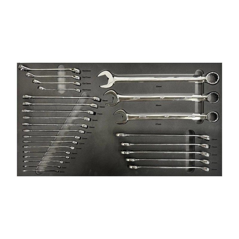 Tálcás SP Tools ''XL'' Csillag-villáskulcs készlet 26 db-os - QUAD DRIVE