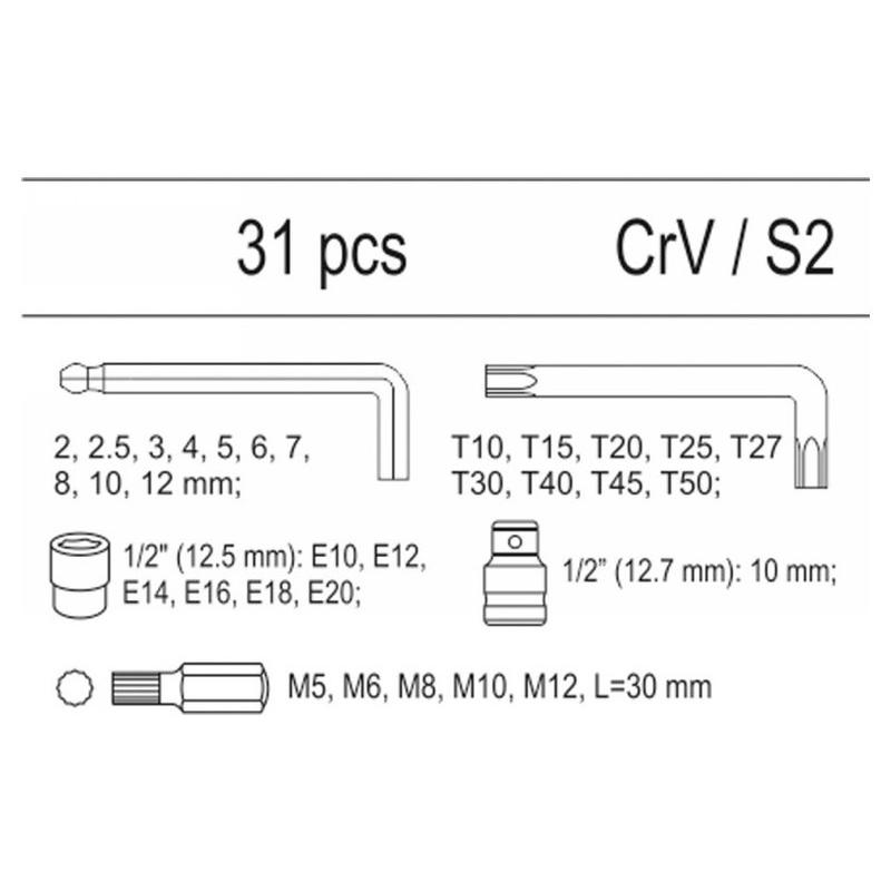 YATO Imbusz készlet 31 részes (fiókbetét) (YT-55451)