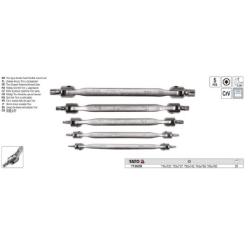 Torx csuklós külső készlet 5 db-os - 10 méret: T15 - T60 - YATO Torx csuklós külső készlet 5 db-os - 10 méret: T15 - T60 - YATO