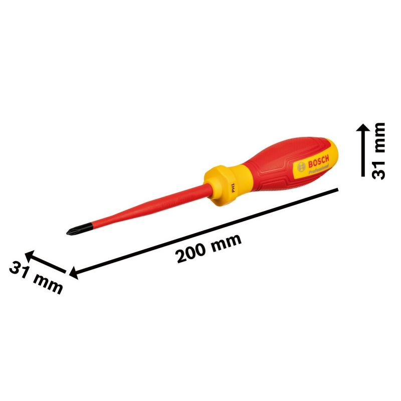 BOSCH Csavarhúzó PH1 x 100 mm 1000 V-ig szigetelt BOSCH Csavarhúzó PH1 x 100 mm 1000 V-ig szigetelt