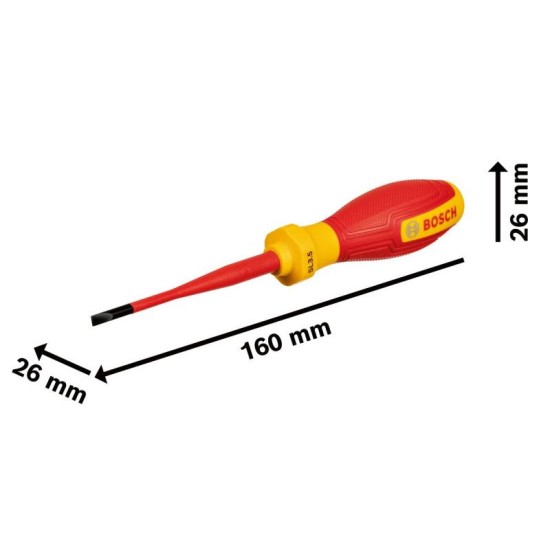 BOSCH Csavarhúzó lapos SL 3,5 x 75 mm 1000 V-ig szigetelt