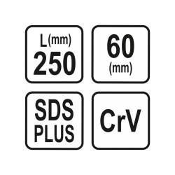 STHOR Széles vésőszár 250 x 60 mm SDS-Plus STHOR Széles vésőszár 250 x 60 mm SDS-Plus