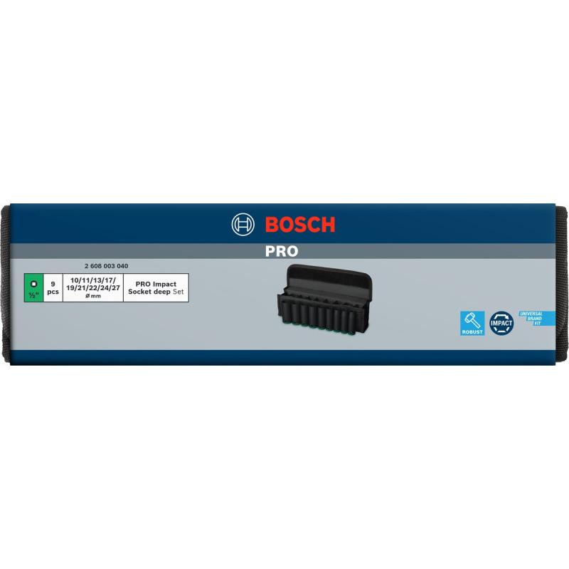 BOSCH PRO Hosszú gépi dugókulcs készlet 9 részes 1/2'' 10-27 mm CrMo