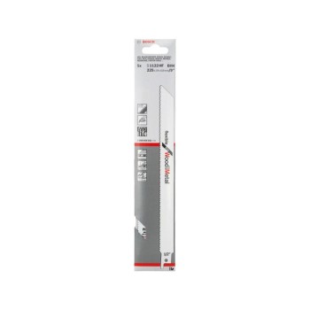 BOSCH Szablyafűrészlap szeges fához S 1122 HF 225 mm / 10TPI bimetál (5 db) BOSCH Szablyafűrészlap szeges fához S 1122 HF 225 mm / 10TPI bimetál (5 db)