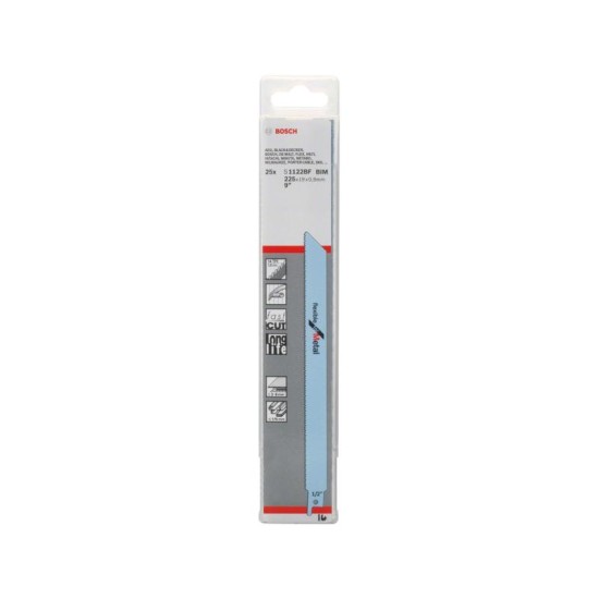 BOSCH Szablyafűrészlap fémre S 1122 BF 225 mm / 14TPI bimetál (25 db)