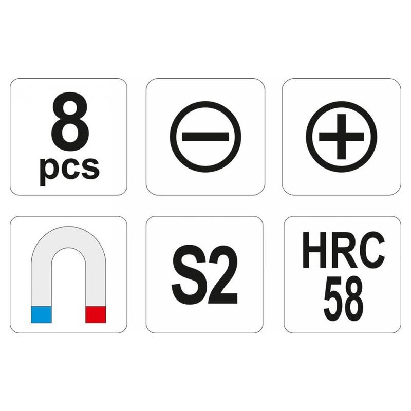 YATO Csavarhúzó készlet 8 részes mágneses S2 (YT-25980)