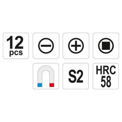 YATO Csavarhúzó készlet 12 részes mágneses S2 (YT-25967) YATO Csavarhúzó készlet 12 részes mágneses S2 (YT-25967)