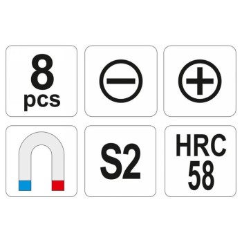 YATO Csavarhúzó készlet 8 részes mágneses S2 (YT-25966) YATO Csavarhúzó készlet 8 részes mágneses S2 (YT-25966)