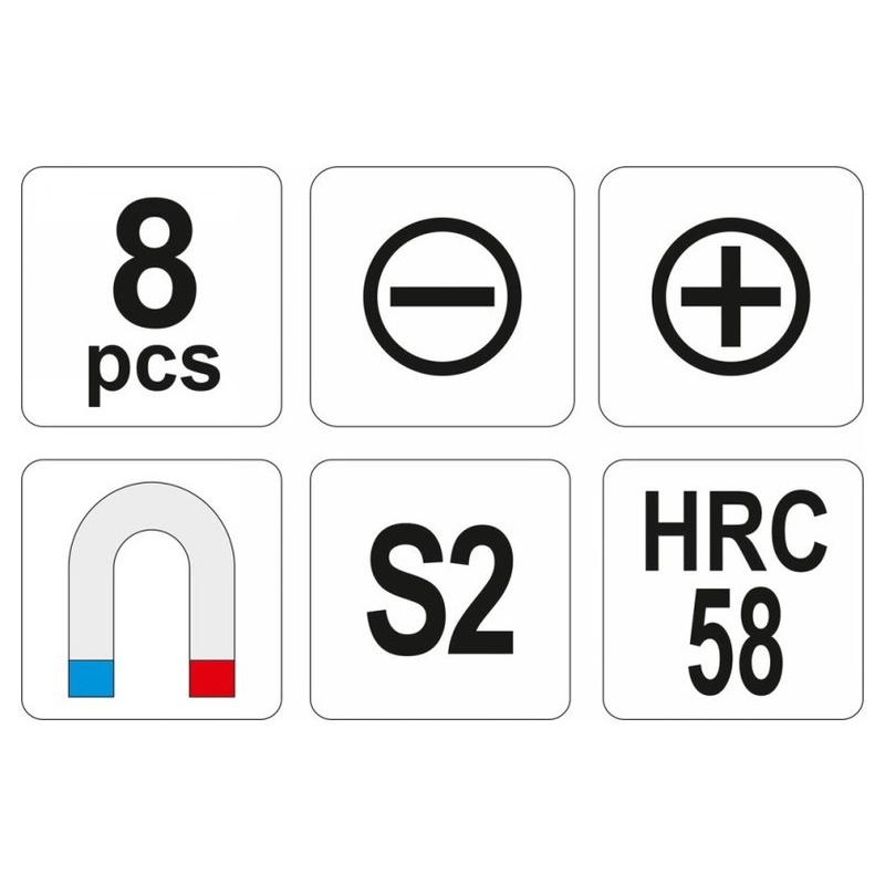 YATO Csavarhúzó készlet 8 részes mágneses S2 (YT-25966)