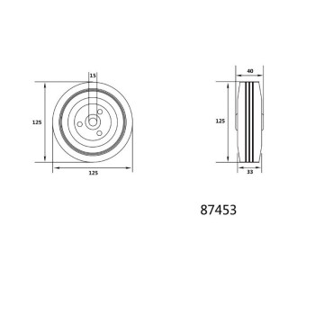 VOREL Ipari kerék 125 mm 100 kg