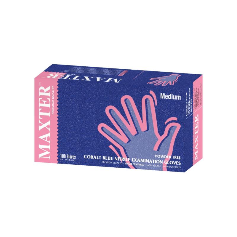 MAXTER Egyszer használatos nitril vizsgálókesztyű púdermentes (200 db/doboz) S