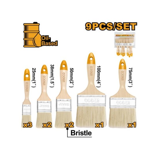 INGCO Ecset készlet 9 részes INGCO Ecset készlet 9 részes