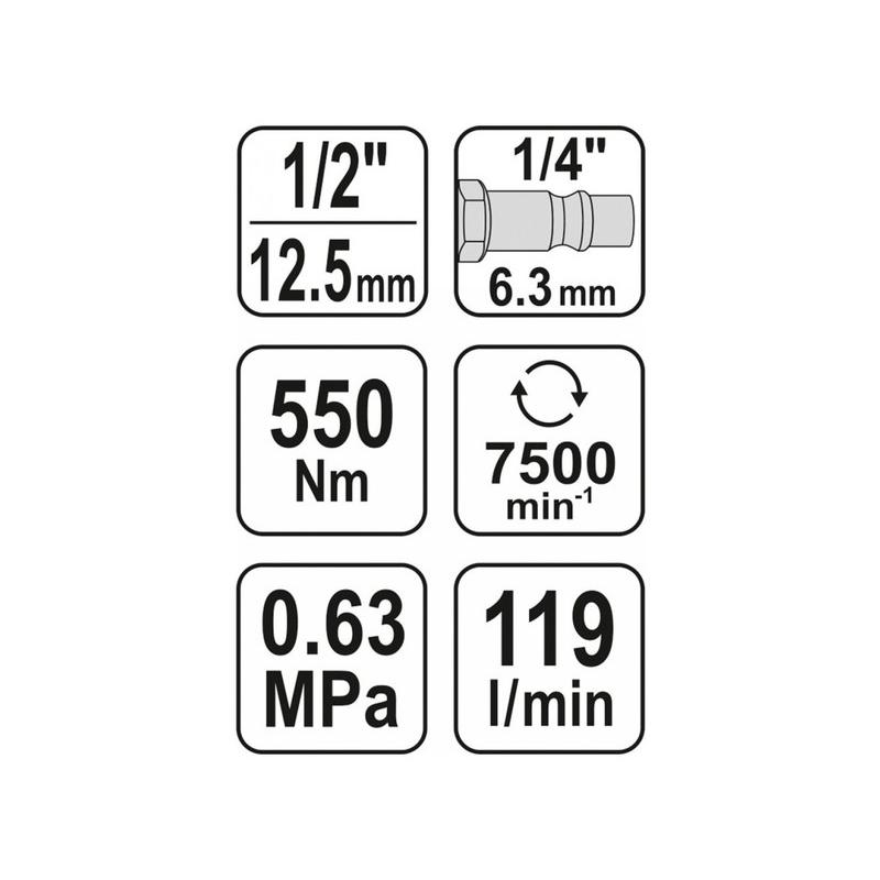 YATO Pneumatikus ütvecsavarozó 1/2' 550 Nm (YT-09511) YATO Pneumatikus ütvecsavarozó 1/2' 550 Nm (YT-09511)