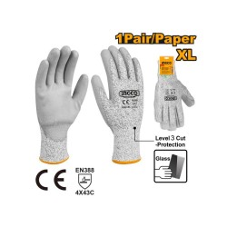 INGCO Munkavédelmi kesztyű XL vágásbiztos PU mártott 3/C INGCO Munkavédelmi kesztyű XL vágásbiztos PU mártott 3/C