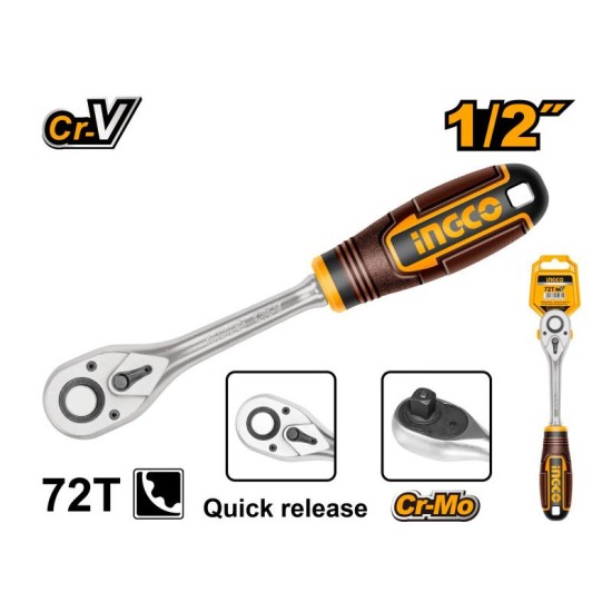 INGCO Racsnis hajtószár 1/2'' 255 mm 72T CrV INGCO Racsnis hajtószár 1/2'' 255 mm 72T CrV