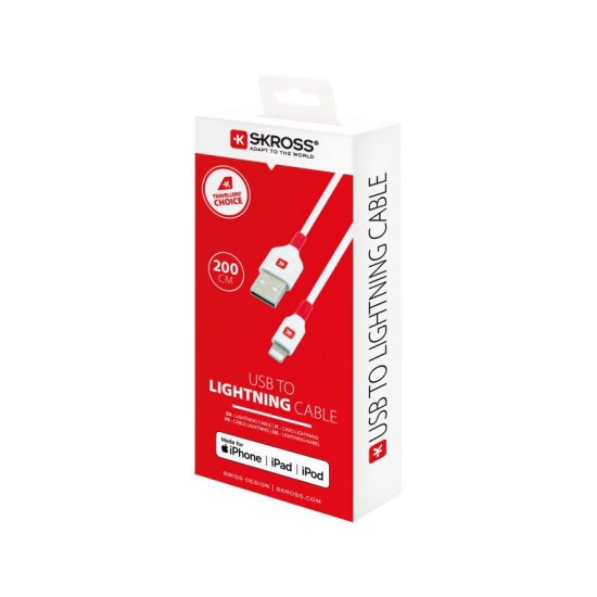 SKROSS USB töltő és adat kábel 2 m (lightning)