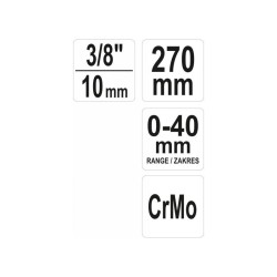 YATO Szorítóbilincs fogó 3/8'' 270 mm 0-40 mm CrmO YATO Szorítóbilincs fogó 3/8'' 270 mm 0-40 mm CrmO
