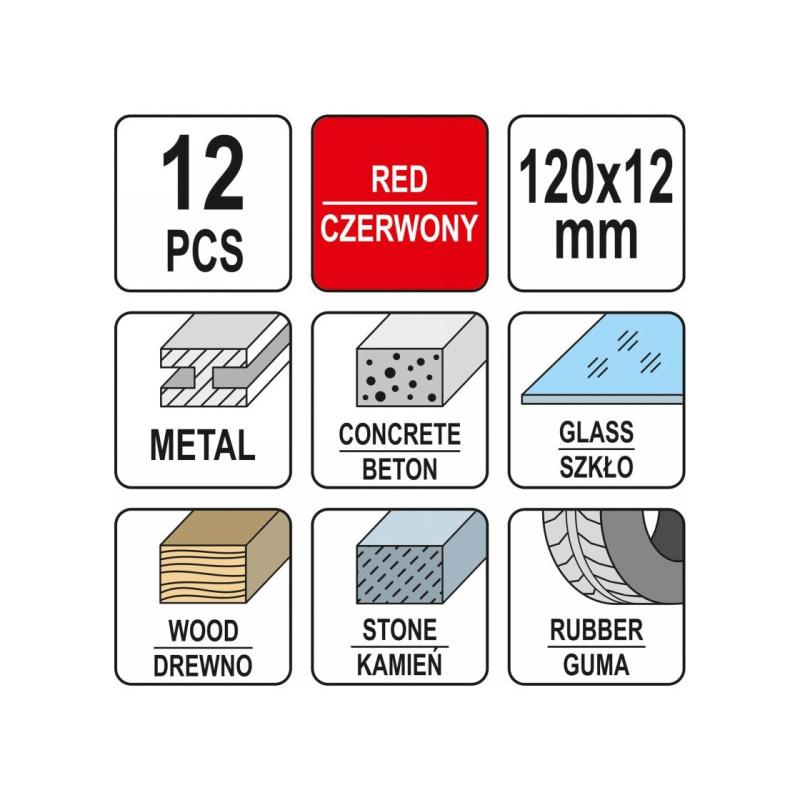 YATO Zsírkréta piros (12 db)