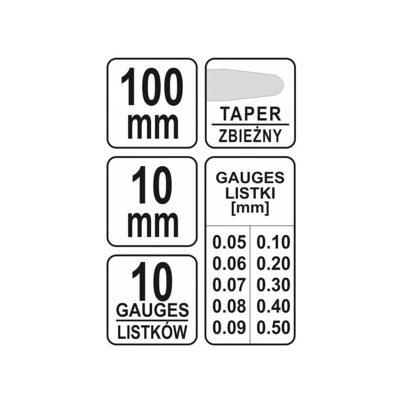 YATO Hézagmérő 10 lapos 0,05-0,5 mm 100 mm