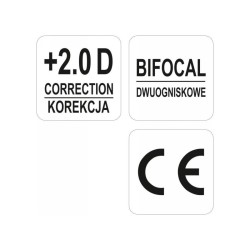 YATO Bifokális védőszemüveg +2 víztiszta