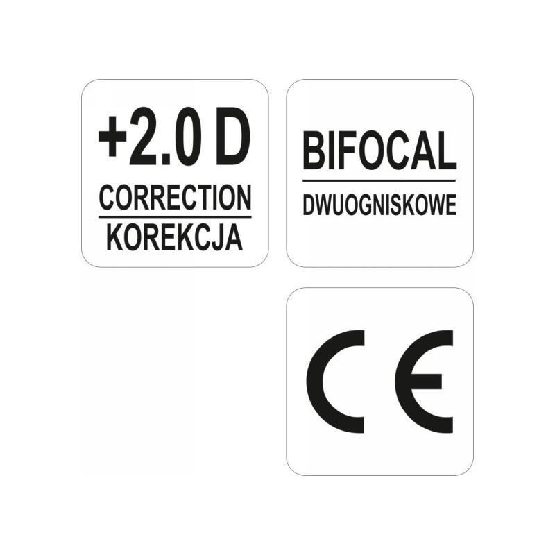 YATO Bifokális védőszemüveg +2 víztiszta