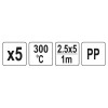 YATO Műanyag hegesztőpálca 2,5 x 5 mm x 1 m PP (5 db) YATO Műanyag hegesztőpálca 2,5 x 5 mm x 1 m PP (5 db)