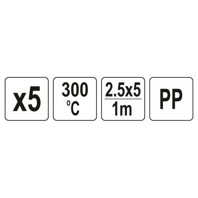 YATO Műanyag hegesztőpálca 2,5 x 5 mm x 1 m PP (5 db) YATO Műanyag hegesztőpálca 2,5 x 5 mm x 1 m PP (5 db)