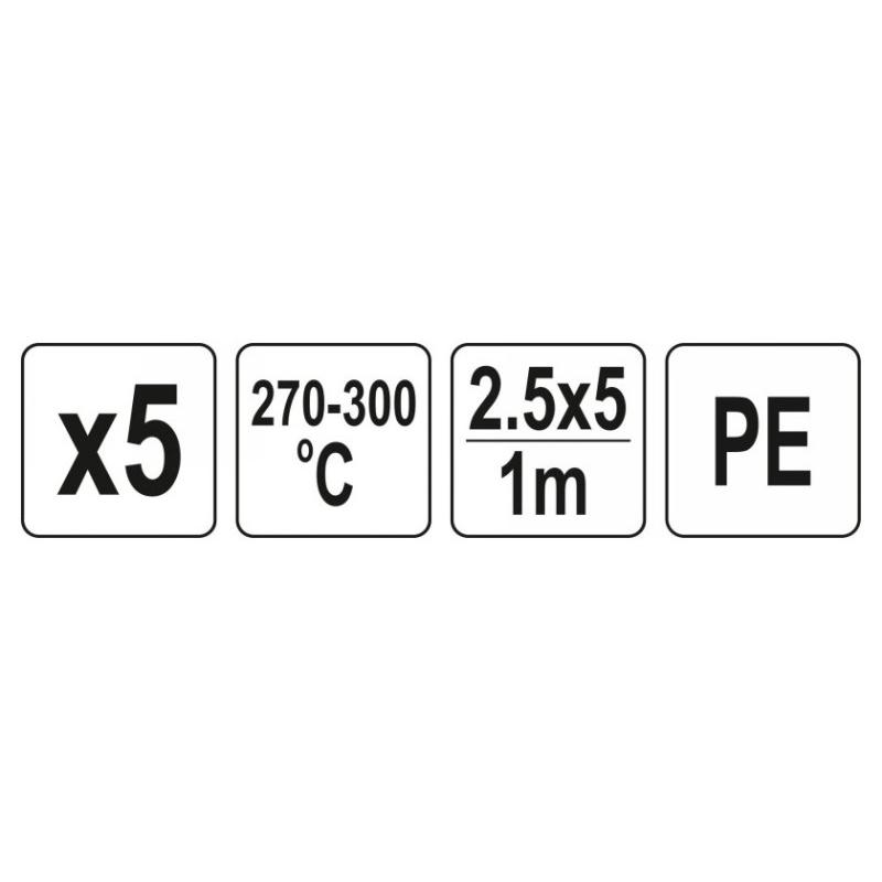 YATO Műanyag hegesztőpálca 2,5 x 5 mm x 1 m PE (5 db) YATO Műanyag hegesztőpálca 2,5 x 5 mm x 1 m PE (5 db)