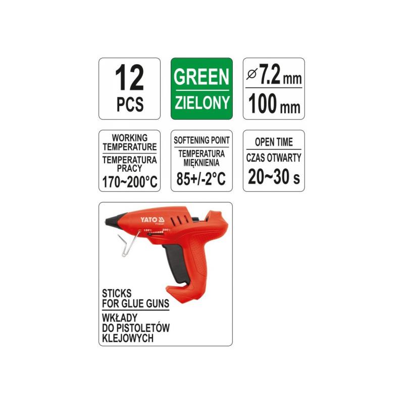 YATO Ragasztópatron 7 x 100 mm zöld (12 db)