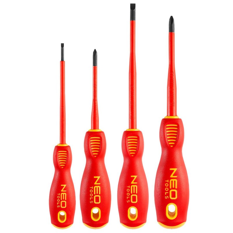 Csavarhúzó készlet 1000V, szigetelt, 4db, vékonyított szárral (04-144)