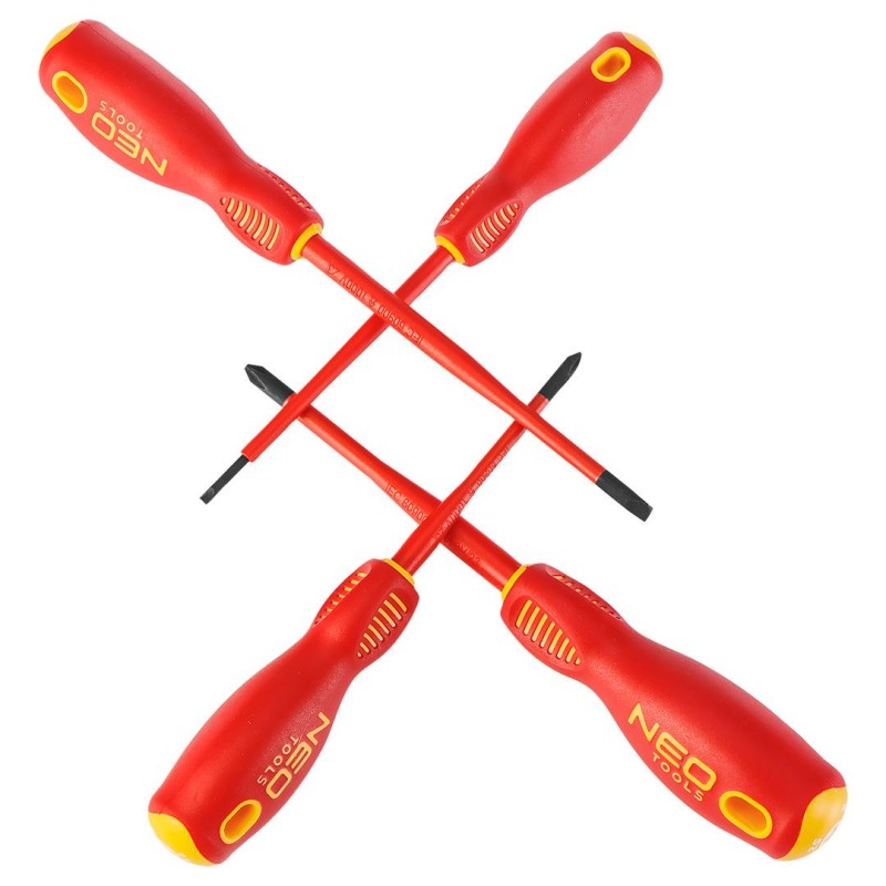 Csavarhúzó készlet 1000V, szigetelt, 4db, vékonyított szárral (04-144)