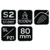 Csavarhúzó SL/PZ1 80mm, 1000V, szigetelt (04-219)