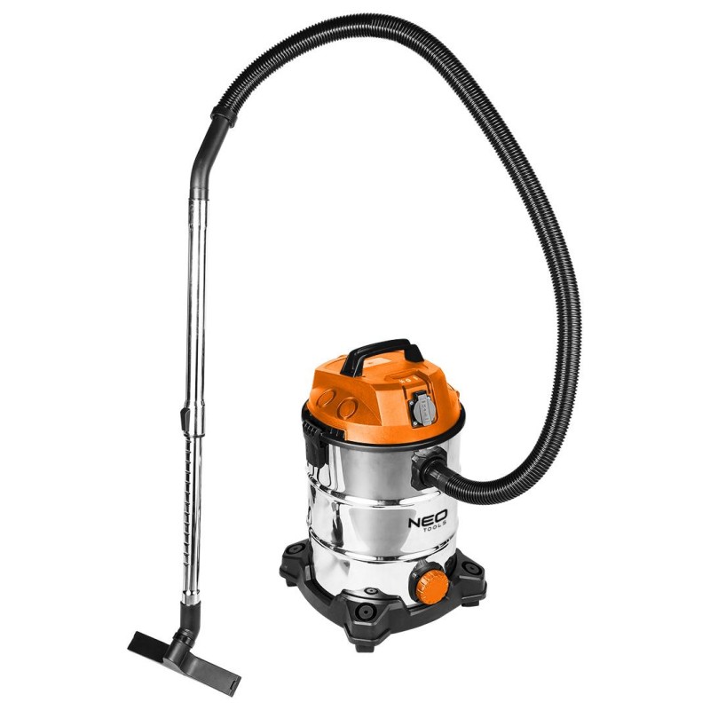 NEO TOOLS 04-738 Ipari száraz-nedves porszívó, 1400W, 30L inox tartállyal, gépcsatlakozó aljzat, komplett tartozék szett NEO TOOLS 04-738 Ipari száraz-nedves porszívó, 1400W, 30L inox tartállyal, gépcsatlakozó aljzat, komplett tartozék szett