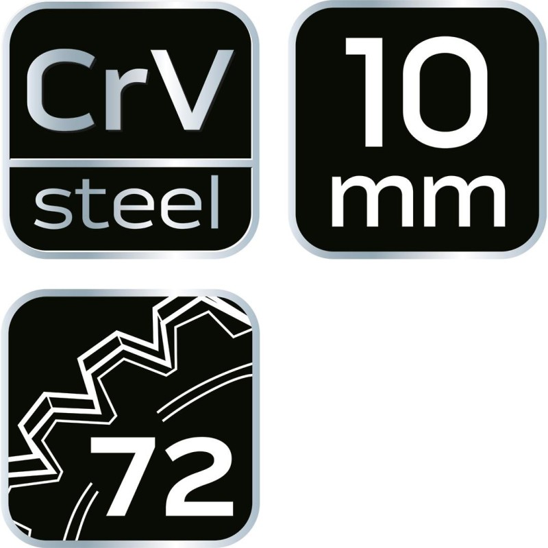 Racsnis csillag-villáskulcs, félig nyitott, 10mm (09-257) Racsnis csillag-villáskulcs, félig nyitott, 10mm (09-257)